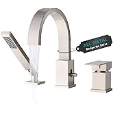 LOCALAND Brass Roman Tub Faucet with Sprayer, Deck Mount Bathtub Faucet with Hand Shower, 3 Hole Waterfall Faucet with 360 Sp