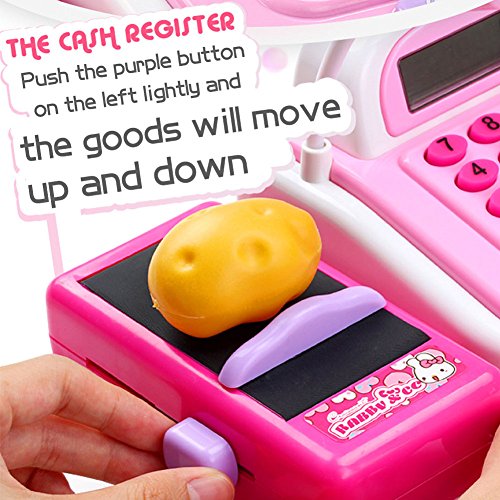 Qiyun Pretend Play Toys Kids Simulation Cash Register Calculator Cashier with Microphone and Sounds Pretend Play Toys - Thumbnail 4