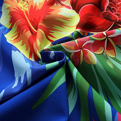 SheLucki Hawaiian Shirt for Men, Unisex Summer Beach Casual Short Sleeve Button Down Shirts, Printed Palmshadow Clothing Pineapple Dark Blue 3XL