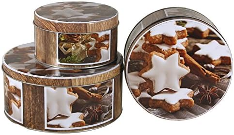 marymarygardens Set of 3 Cinnamon Biscuit Design Nesting Tins