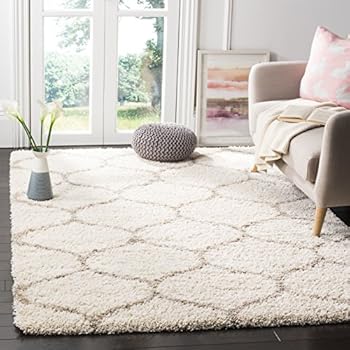 Safavieh Hudson Shag Collection SGH280D Ivory and Beige Moroccan Ogee Plush Area Rug (8' x 10')