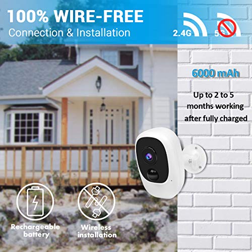 Wireless Outdoor Security Camera,Rechargeable Battery Powered WiFi Camera,1080P Home Security Camera with 2-Way Audio,Wi-Fi IP Camera with Motion Detection,Night Vision,Waterproof,Cloud/Micro SD Card