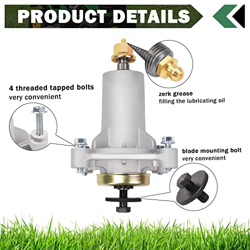 CheeMuii Assembly for 532187292 587125401 Husqvarna YTH24V48 YTA18542 587820301 532192870 532187281 539112057 Dixon Craftsman Deck Spindle 42 46in 48in 54in Lawn Mower Deck Bolt Tapped Zerk 2 Pack