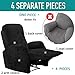 Rose Home Fashion RHF 4 Separate Piece Velvet Recliner Slipcovers, Recliner Chair Cover, Recliner Cover Furniture Protector Elastic Bottom, Recliner Slipcover with Side Pocket (Black-Recliner)