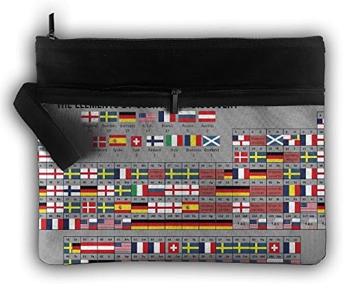 LALIAN Periodic Table Boiling Point Wold Of Flag Zipper Printing Waterproof Fabric Cosmetic Bags Portable Travel Toiletry Pouch Makeup Organizer Clutch Bag