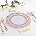 9 oz Rose Gold Plastic Cups - Disposable Clear With Gold Rim - Hard Party/Wedding Tumblers 60Pack - WDF