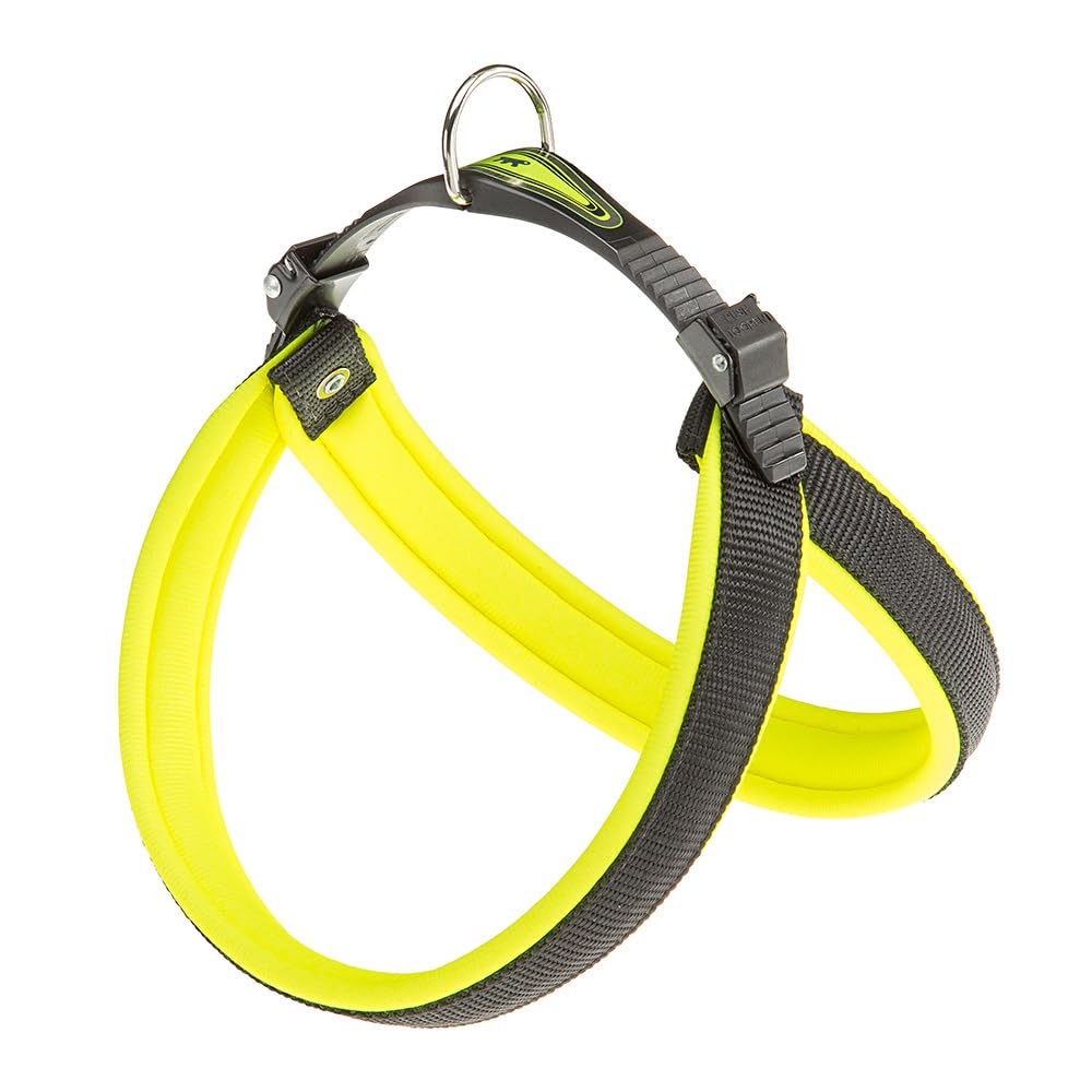 Ferplast Harness for Medium-Sized Dogs AGILA FLUO 3 Dog Harness with Soft Padding, Quick Release and Attachment System, Chest Size 42-50 cm. Yellow