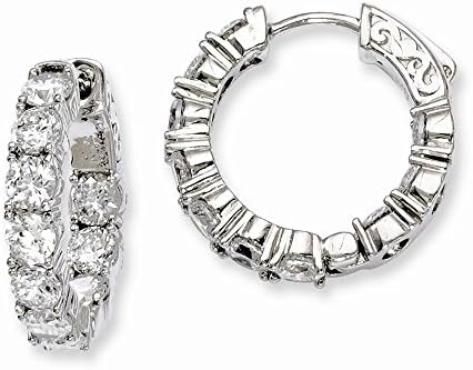 Jewelry Best Seller Sterling Silver Rhodium-plated CZ In and Out Hinged Hoop Earrings