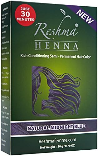 Reshma Henna Semi-Permanent Natural Hair Color - Midnight Blue (Pack of 4)