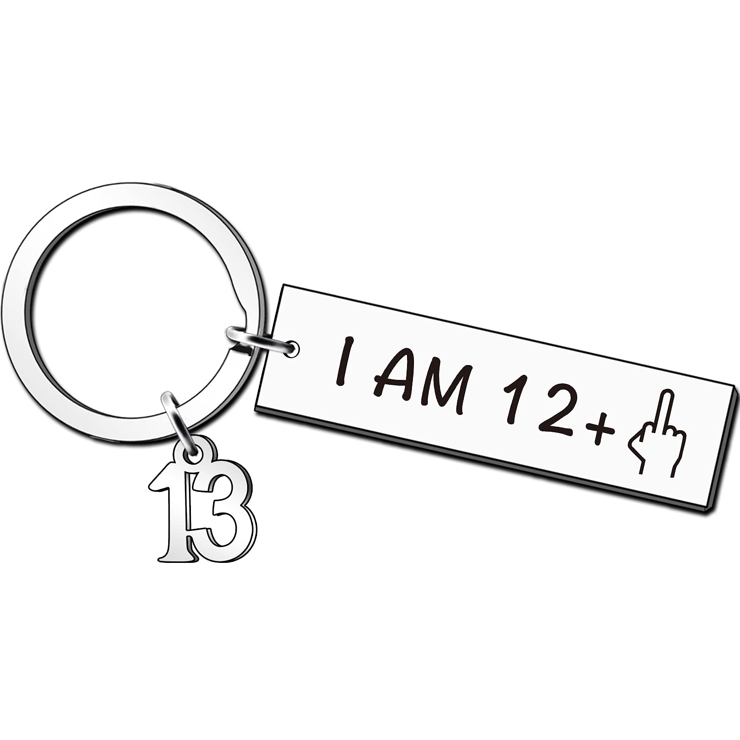 JMIMO Funny 13th Birthday Gifts for Boys Girls Happy Bday Stainless Steel Keyring Idea as a Joke Celebration Best 13th Birthday Presents