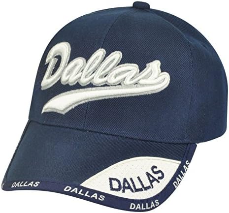 Texas Dallas Script Repeat US USA City Town Blue Big Velcro Hat Cap Star Hat Cap