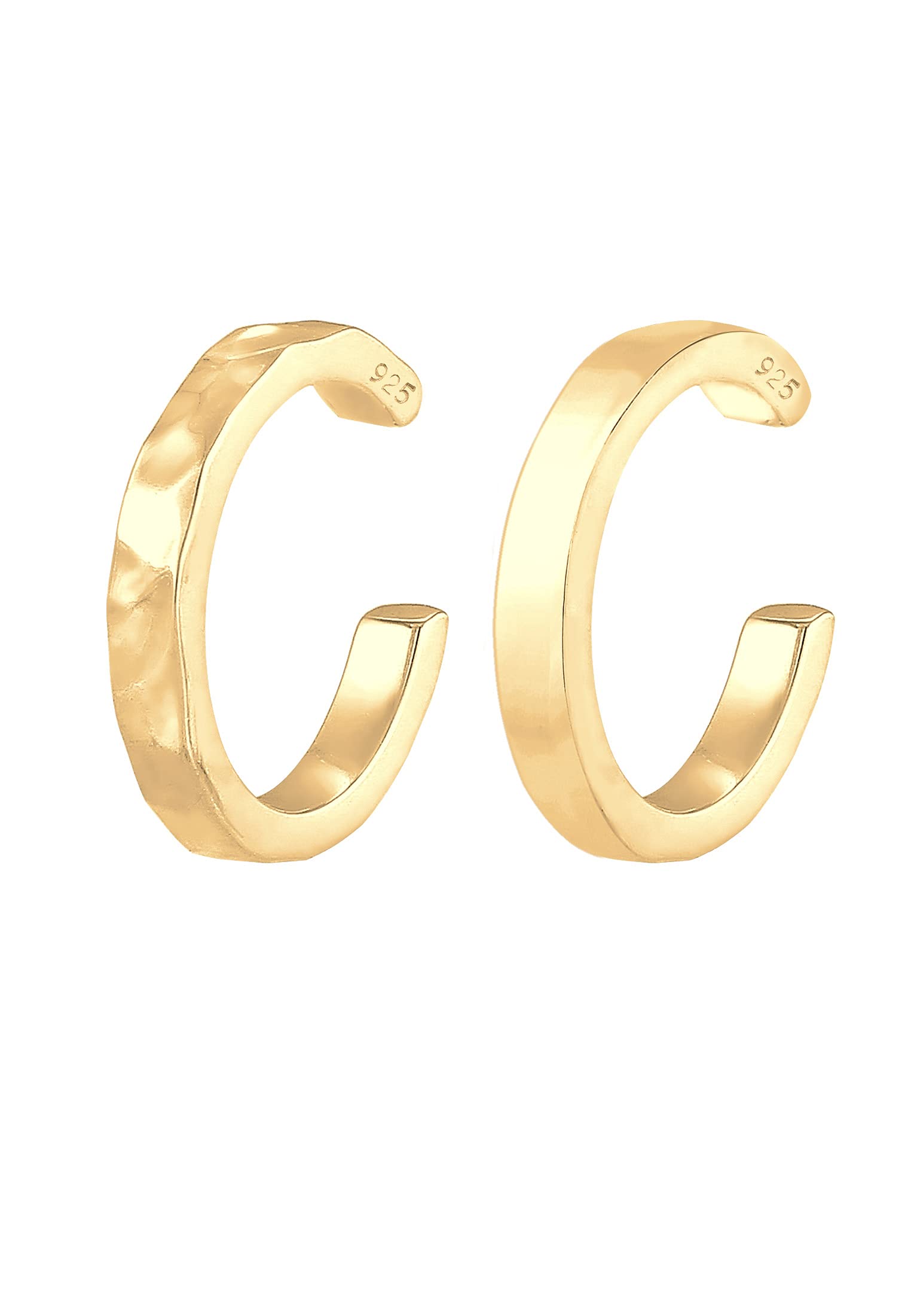 Elli Earrings Women Earcuff Organic Look Minimal Basic Adjustable from 925 Sterling Silver Gold Plated