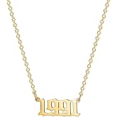 Scaleer 18K Gold Plated Stainless Steel Year Necklace Birthday Year Number Necklace Anniversary Memorable Jewelry for Women