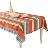 YEMYHOM 100% Polyester Spillproof Tablecloths for Rectangle Tables 60 x 84 Inch, Modern Printed Indoor Outdoor Camping Picnic Rectangular Table Cloth (Colorful Stripes)