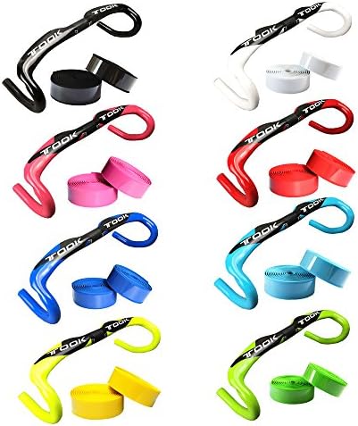 TOOK 9 Color Full Carbon Fiber Aero Drop Handlebar With Color Tape For Racing Road Bike (Light Green, 440mm)