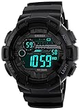 Fanmis Mens Digital LED Sports Watch Military Multifunction Dual Time Alarm Countdown Stopwatch 12H/24H Time Backlight 164FT 50M Water Resistant Calendar Month Date Day Watch
