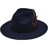Mens Fedora Hats Classic Wide Brim Fedora Hat for Women Men Dress Hats Panama Hat with Band