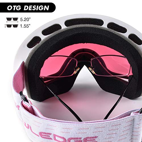Snowledge Ski Snowboard Goggles with UV400 Protection, OTG Skiing Snowboarding Goggles of Double Spherical Lens with Anti-Fog Ski Goggles for Men, Women, Helmet Compatible Snow Goggles - Thumbnail 2