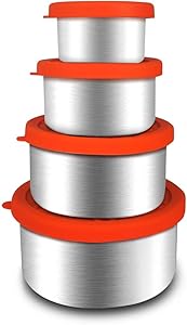 4 Pack Stainless Food Storage Containers Set Refrigerator Storage With Silicone Lids Leakproof Bento Lunch Boxs (4 Pack Food Containers)