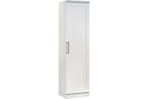 Sauder HomePlus Narrow Pantry Storage Cabinet Slim Single Door with Adjustable Shelves, Kitchen Laundry Bathroom Storage Cabinet, in Soft White
