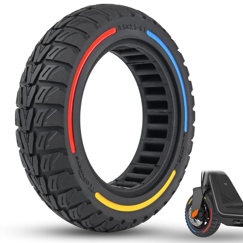 GLDYTIMES 9.5x2.5 Off Road Tyre, Fit for NIU KQi3 Pro/Max/Sport/Ultra Electric Scooter, Replacement 9.5x2.5-6.1 Inch Original Tire, Solid Scooetr Tyre Explosion Proof Puncture Proof