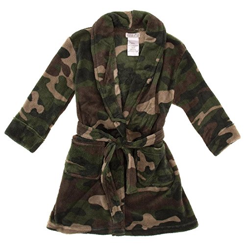 Komar Kids Big Boys' Cozy Fleece Camo Bathrobe, Green, X-Small