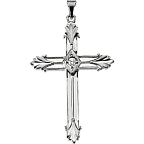 Men's Diamond Fleury Cross 14k White Gold Pendant. 