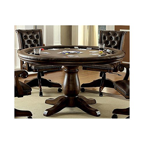 Paddington 54 inch Round Dining Game Table in Dark Brown Wood Your