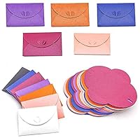 HansGo Mini Gift Card Envelope, 100PCS Cute Post Card Holders Heart Clasp Kraft Paper Shining Colorful Envelopes