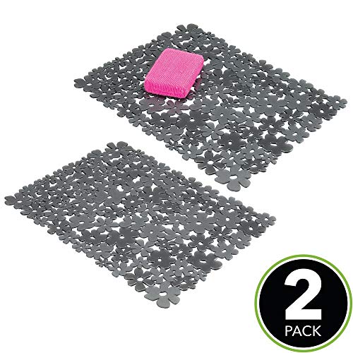 mDesign Adjustable Kitchen Sink Dish Drying Mat/Grid Soft Plastic
