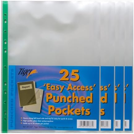 100 Pack of Premium Quality A4 90 Micron Strong 'Easy Access' Top and Side Opening Plastic Poly Pockets Wallet Sleeves Clear Finish