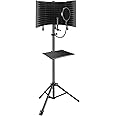 Professional Studio Recording Microphone Isolation Shield, Pop Filter,High density absorbent foam is used to filter vocal. Suitable for Blue Yeti and other condenser microphones (AO-504 With Stand)
