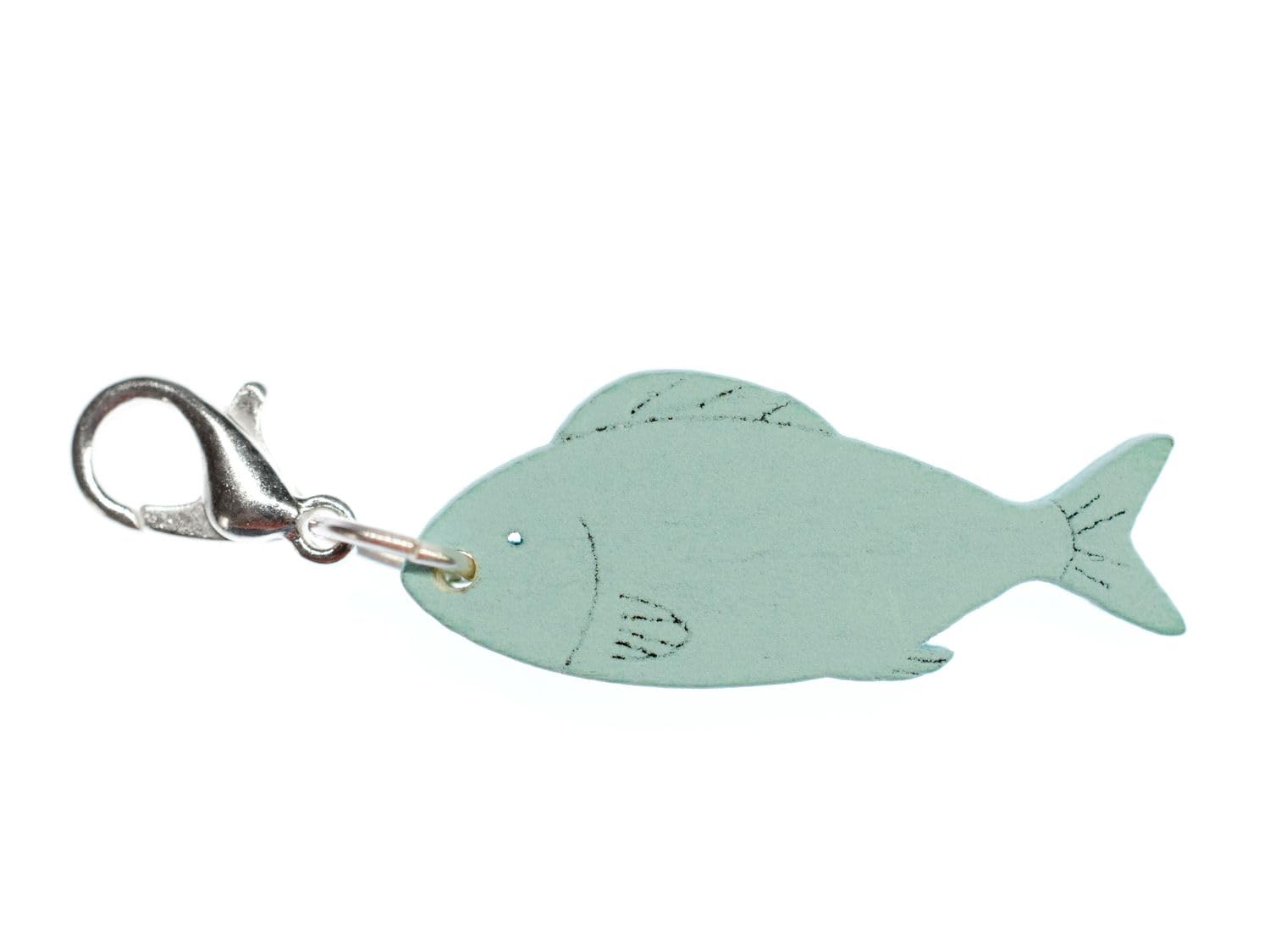 Miniblings Wooden Fish Charm Pendant For Bracelet Wristlet Wood Light Blue