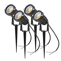 Tomshine Landscape Lights 5W LED Garden Lights 12V Path Lights Outdoor Spotlight Warm White 2800-3500K 500LM COB Super Bright for Garden Patio Wall Yard Path （4 pack）