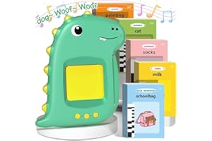 FLUESTON Toddler Toys Talking Flash Cards， Learning Toy for 1 2 3 4 5 Year Old Boys and Girls, Kids Gifts Dinosaur Educational Montessori Pocket Speech Therapy 224 Sight Words Autism Sensory Kids Toys