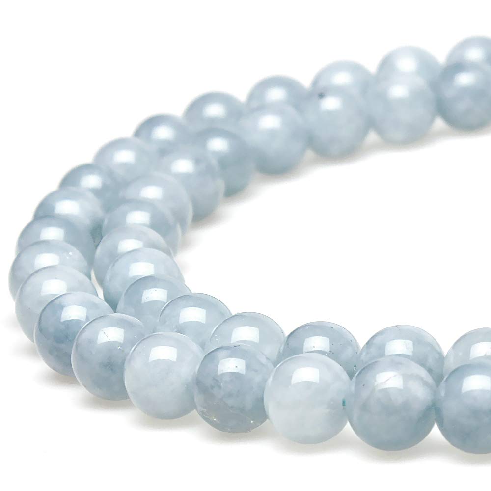 MJDCB Round Stone Beads 6mm Aquamarine Loose Gemstone Beads for Jewelry Making Bracelet Necklace 60pcs