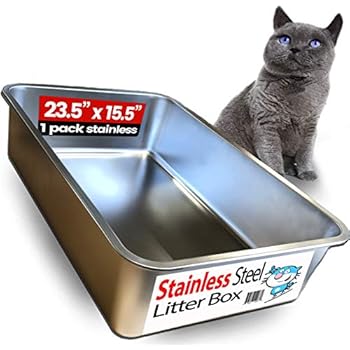 iPrimio Ultimate Stainless Steel Cat XL Litter Box - Never Absorbs Odor, Stains, or Rusts - No Residue Build Up - Easy Cleaning Litterbox Designed by Cat Owners (1 Pan)