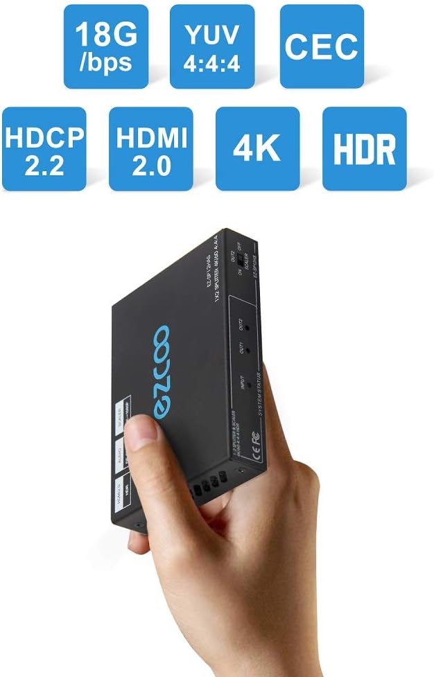 HDMI Splitter 1x2 4K 60Hz 4:4:4 HDR Vision Atmos CEC SPDIF 5.1CH Breakout - HDMI Scaler 4K 1080P Sync,Firmware Upgrade HDMI 2.0 Splitter 1 in 2 Out HDCP2.2 18Gbps, Slim Case SP12: Computers & Accessories