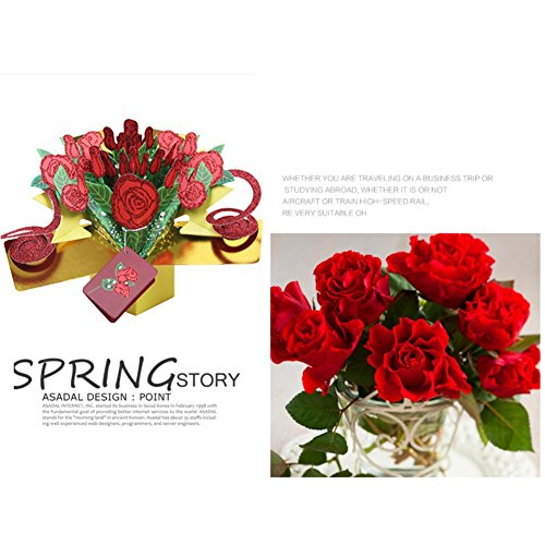 Smartcoco 3D Bunch of Roses Pop Up Greeting Card Fantastic Flower Handmade Gift Card for Valentine's Day Birthday Gift