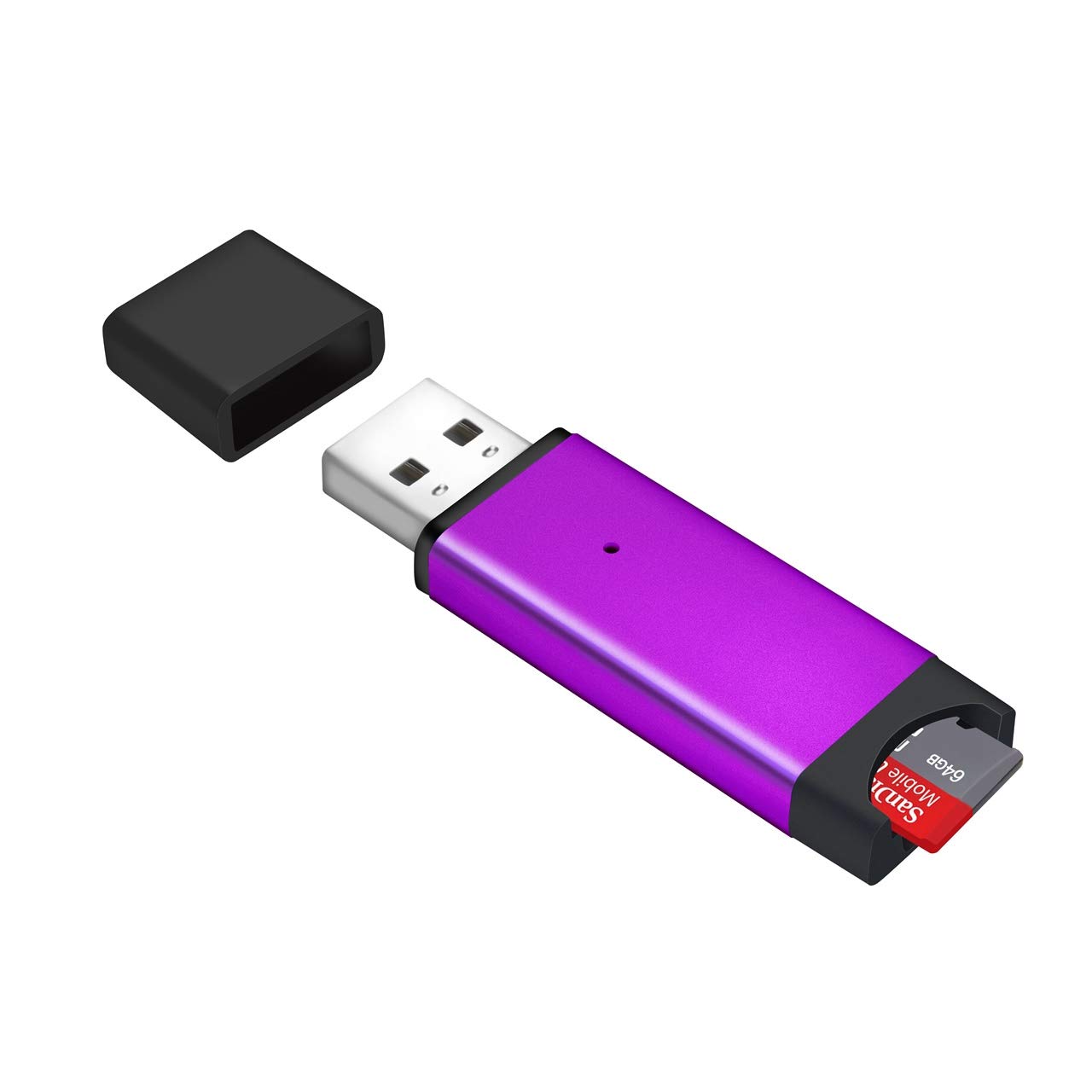 Memwah Micro SD Card Reader - Fast USB 2.0 Adapter for all MicroSD Cards, Micro SDHC, Micro SDXC - Purple