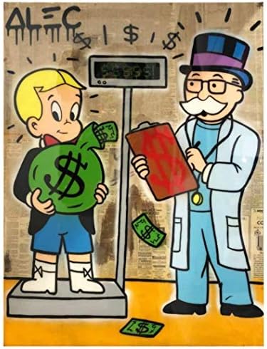 Alec Monopoly Hand Painted Oil Painting on Canvas Graffiti wall art DR. MONOPOLY CLOSE TO MY HEART 24x32'' -108