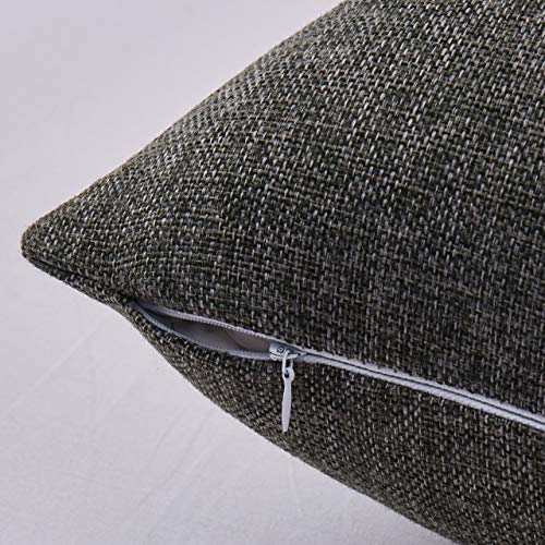 MoMA Decorative Faux Linen Throw Pillow Covers (Set of 2) - Pillow Cover Sham Cushion Cover - Throw Pillow Cover - Sofa Throw Pillow Cover - Square Decorative Pillowcase - Dark Gray - 18" x 18"