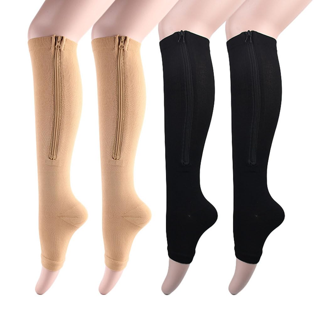 (2 Pairs) Compression Socks for Women & Men Graduated Stockings Support Best Graduated Athletic Fit for Travel Running Nurses Shin Splints Flight Maternity