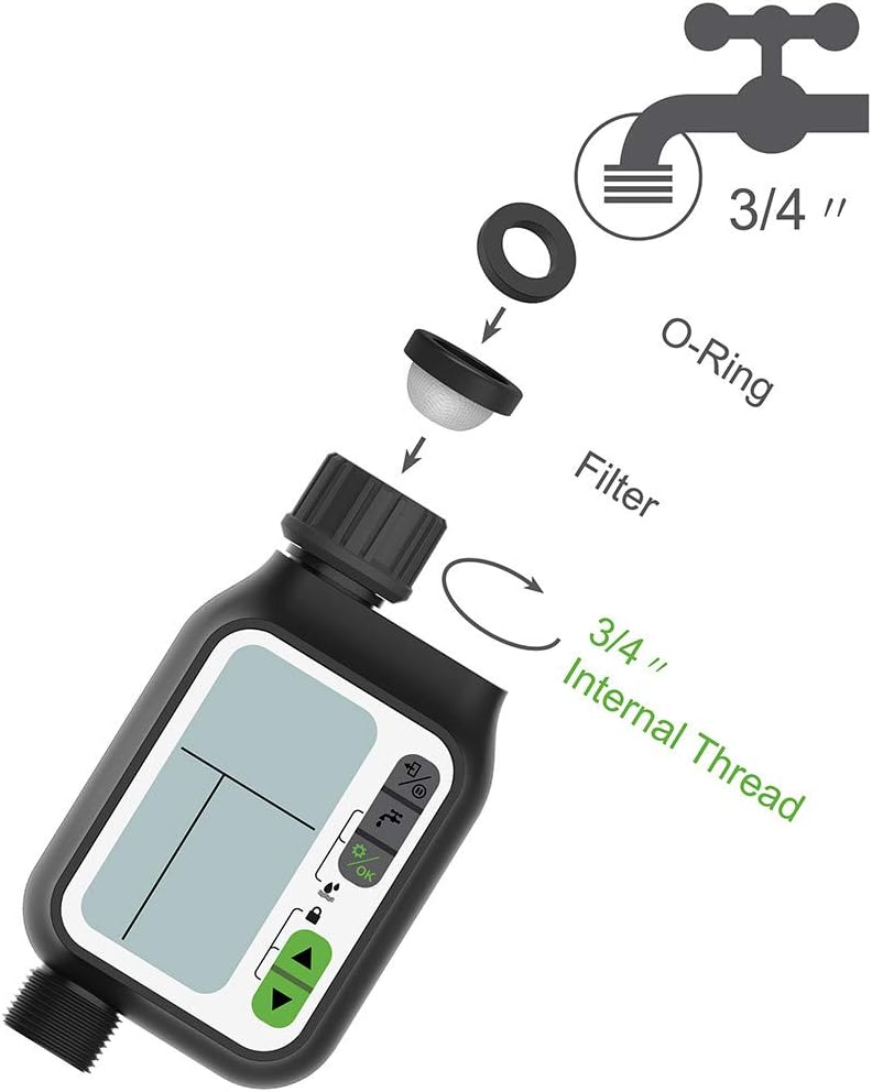 Kacsoo Digital Irrigation Timer, Hose Automatic Watering Timer with Big LCD Irrigation Controller Rain Sensor,3 Separate Irrigation Programs, Faucet Digital Watering Timer for Outdoor Garden Lawn: Home & Kitchen