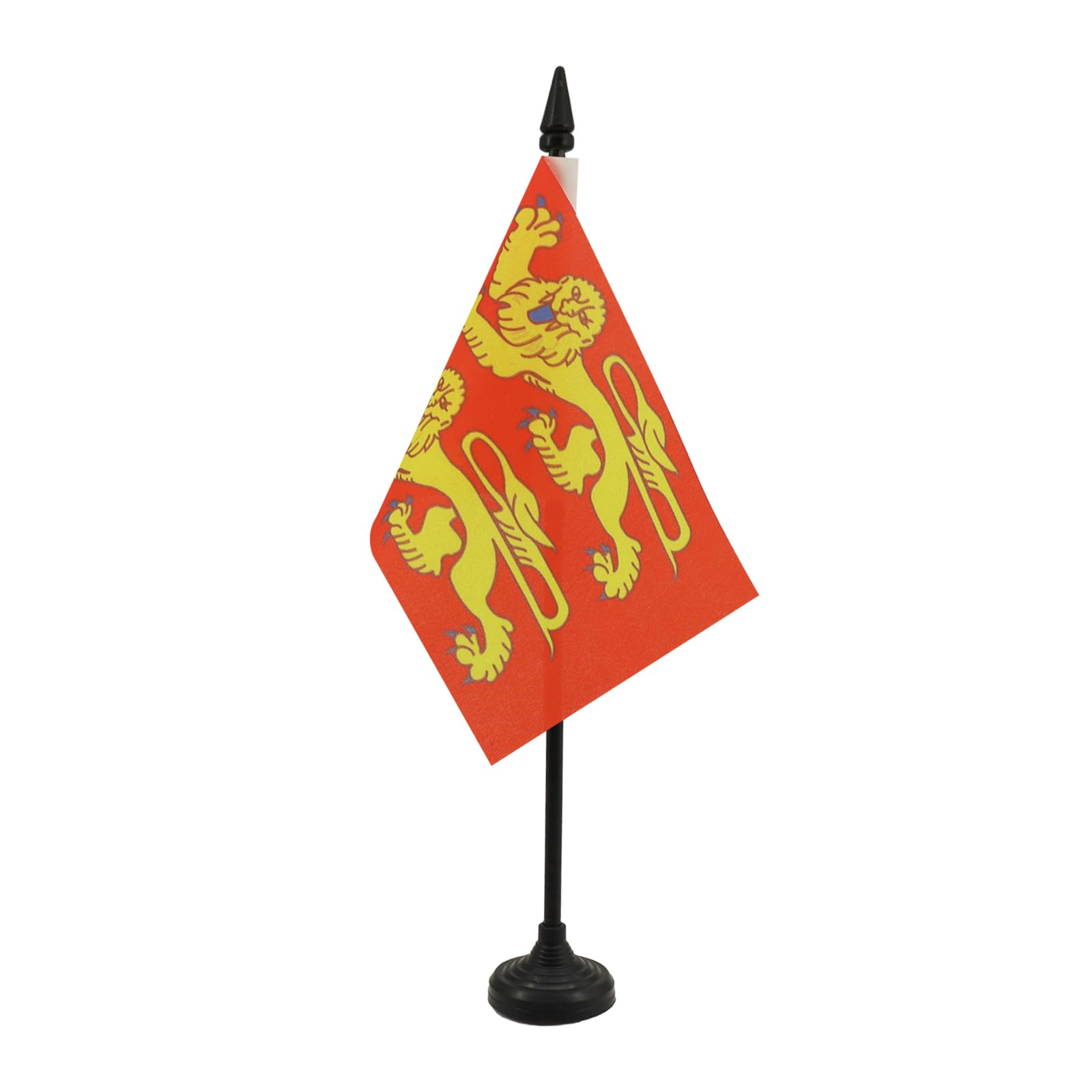 AZ FLAG - Lower Normandy Table Flag 4'' x 6'' - French region of Basse-Normandie Office Mini Banner 100% Polyester 15 x 10 cm - Mini Desk Flag with 10'' Pole and Black Plastic Base