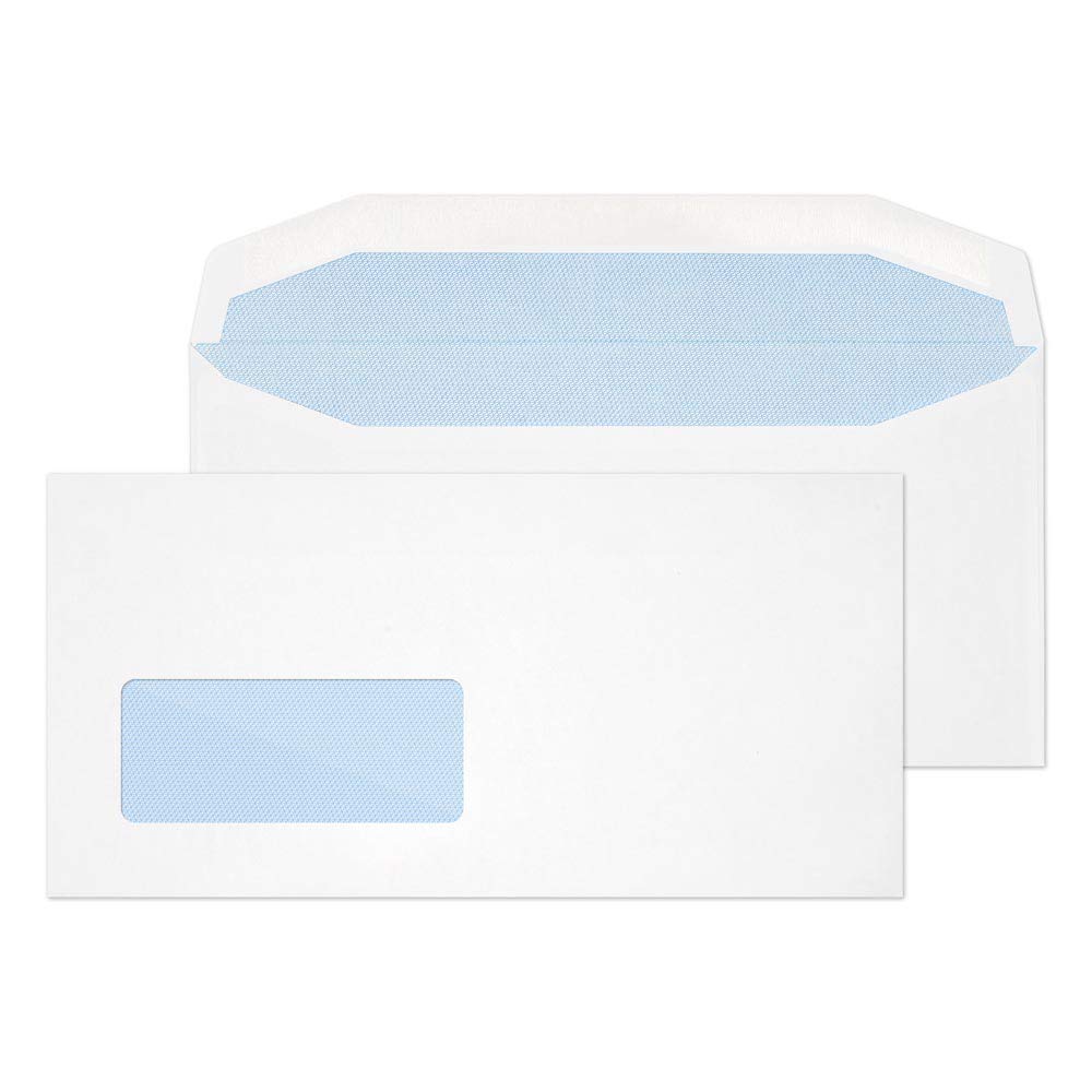 Blake Purely Everyday DL+ 114 x 235 mm 90 gsm Gummed Mailer Low Window Envelopes (3909) White - Pack of 1000