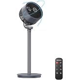 AIRMATE Pedestal Fan for Bedroom, 16-Speed DC Motor Standing Fan with Remote, 90&deg;+90&deg; Omni-Directional Oscillating, 1000CFM Airflow, 25ft/s, 16H Timer, 27dB Quiet, Adjustable Height, Grey