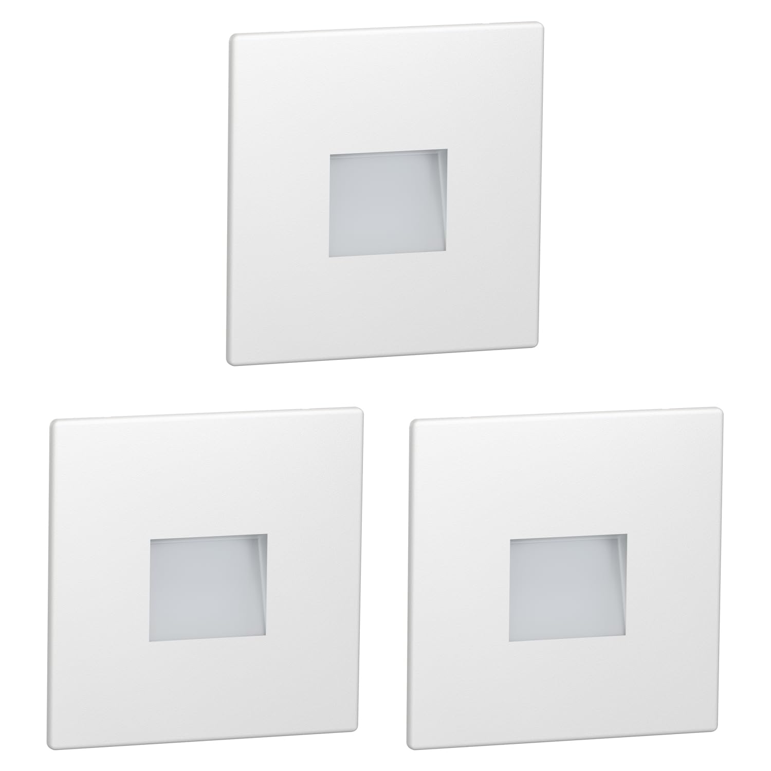 ledscom.de 3 LED Staircase Light/recessed wall Light FOW for Indoors and Outdoors, Downlight, Angular, 85 x 85mm, Cool White