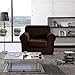 CHUN YI Stretch Armchair Sofa Slipcover 2 Piece Sofa Cover, 1 Seater Chair Slipcover Coat Soft Washable Furniture Covers with Elastic Bottom, Checks Spandex Jacquard Fabric, Small, Chocolate