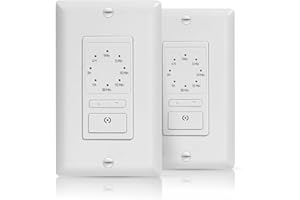 ECOELER 4-Hour Countdown Timer Switch, 15 Amp in-Wall Light Timer, 1-5-10-20-30-60mins, 2-4 Hour Settings with Manual Override, for Household Fan or Light, Single Pole, White, 2 Pack